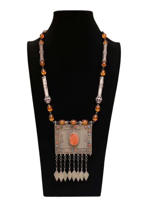 Adjustable Turkmen Telesma & Agate Necklace