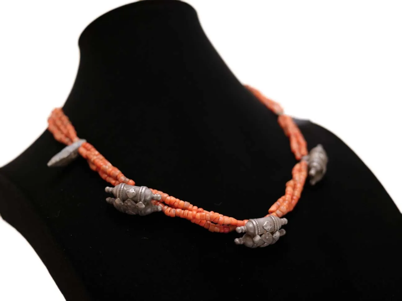 Ancient Coral & Silver Telesma Necklace