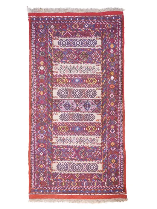 Hand-Knitted Afghan Kilim Flat Woven Rug