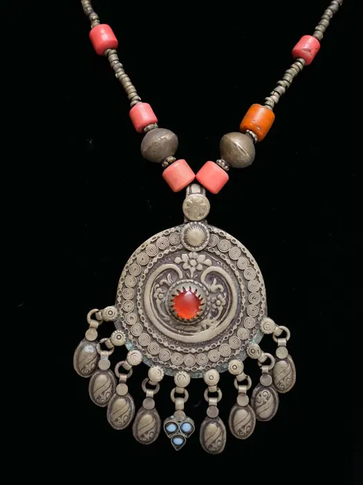 Baluchi Coin Silver and Agate Necklace
