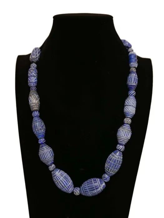 Hand Carved Lapis Lazuli Egg Necklace