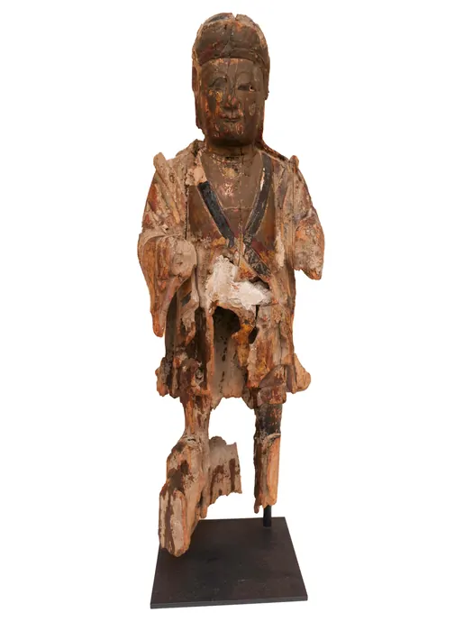 Ancient 15th Century Hand Carved Wood Buddha